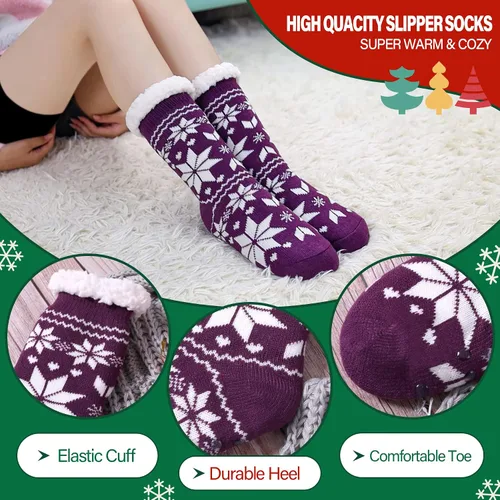 Vista 5 de Dosoni - Calcetines para mujer con forro polar suave y cálido invierno
