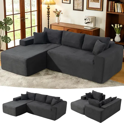 Vista 10 de Brage Living Sofá modular Cloud de 108 pulgadas, cómodo sofá modular sin hueso con asiento profundo, sofá con diván en forma de L para sala de Beige