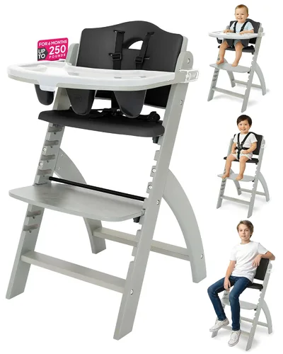 Vista 15 de Silla alta de madera con bandeja, de Abiie Beyond La solución de asiento perfecta para tu hijo como silla alta para comedor