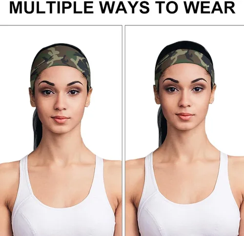 Vista 3 de Diademas de entrenamiento, bandas para el cabello, para yoga, deporte, bufandas anchas y elásticas para la cabeza para mujeres y hombres