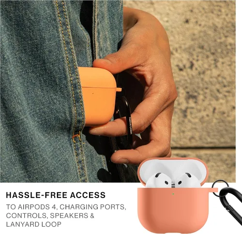 Vista 5 de Native Union Funda activa para AirPods 4 y AirPods 4 con cancelación activa de ruido, funda de silicona mate suave y sedosa con clip para fijar