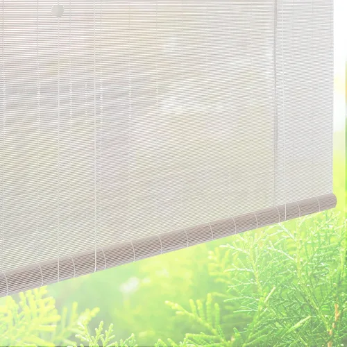 Vista 2 de Persianas romanas de madera personalizadas, persianas de bambú inalámbricas con filtro de luz, color blanco Blanco-sin forro - Luz de filtro