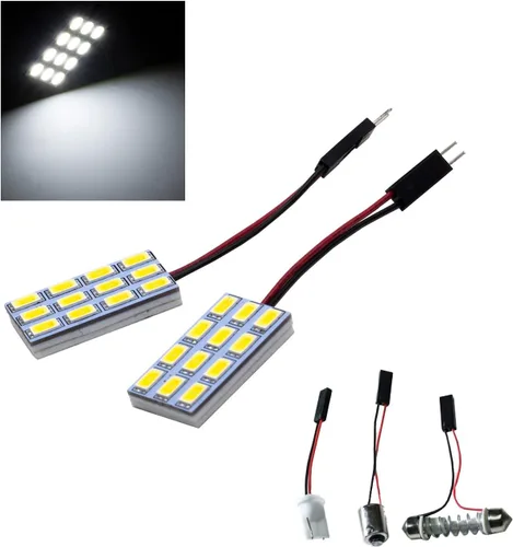 Vista 8 de HYUGA 2x 12SMD 5630 Luz de Panel LED de Luz Cálida Blanca 4500K Auto para Interior de Coche DC 12V-24V con Adaptadores T10 / BA9S / Festoon