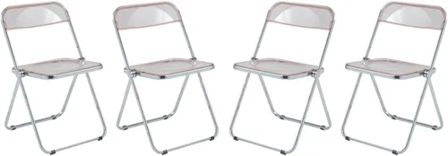 Vista 11 de LeisureMod Lawrence - Silla plegable de acrílico transparente moderna con marco de metal, asiento transparente que ahorra espacio para comedor