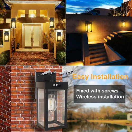 Vista 6 de CYHKEE Luces Solares de Pared al Aire Libre Impermeables con 3 Modos de Iluminación y Sensor de Movimiento, Luminaria Exterior de Porche