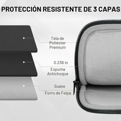 Vista 4 de Funda protectora duradera para laptop de 14 y 15 pulgadas, delgada, acolchada y con bolsillo frontal, compatible con MacBook Air MacBook Pro HP