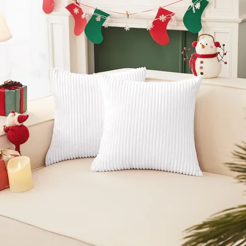 Vista 10 de Deconovo Fundas de Almohada Decorativas de Pana, Juego de 2 Fundas de Cojín Decorativas Suaves, Lavables a Máquina con Textura para Sofá, Sillón
