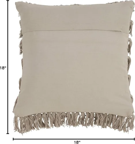 Vista 5 de SARO LIFESTYLE Almohada tejida con flecos y relleno de plumón
