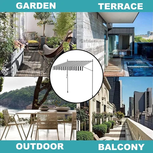 Vista 7 de Refugio para parasol sin perforaciones, toldo retráctil con manivela, toldo para patio, toldo impermeable para puerta, exterior para ventana