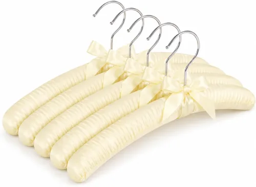Vista 8 de Paquete de 10 perchas acolchadas de satén para ropa de mujer, perchas antideslizantes de tela de esponja para ropa, percheros para suéter, abrigo