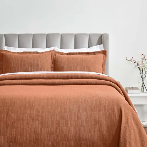 Vista 11 de Superior Juego de colcha y funda de algodón de 3 piezas, decoración de cama para el hogar, colcha decorativa, 2 fundas de almohada, peso medio