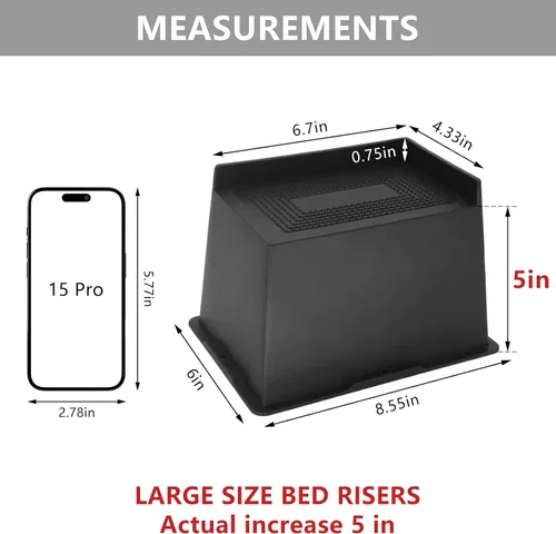 Vista 2 de Paquete de 8 elevadores de cama de 5 pulgadas, resistentes, elevadores de muebles de gran tamaño, elevadores de cama extra anchos para sofá, mesa