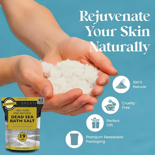 Vista 5 de Aromasong Dead Sea Bath Salt - 100% Pure & Natural Dead Sea Salts for Soaking Coarse Grain 5 LB - Bulk Resealable Pack (Packaging May Vary) Used for