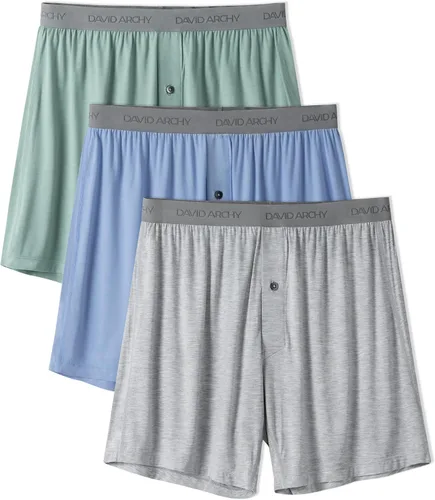 Vista 11 de DAVID ARCHY Calzoncillos tipo bóxer de rayón de bambú para hombre, transpirables, refrescantes, con cierre de botón, ropa interior de ajuste