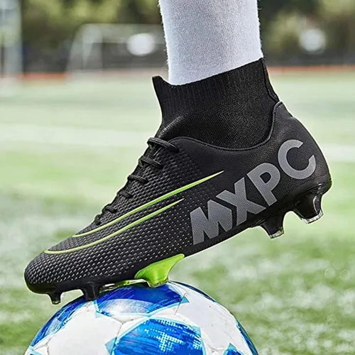 Vista 6 de Zapatos de fútbol para hombre, con cordones, antideslizantes, para deportes al aire libre, atléticos, AGFG, fútbol, béisbol, lacrosse, rugby, tacos