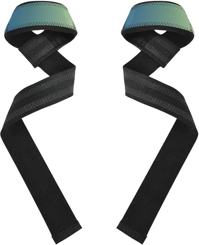 Vista 2 de Dark Green Gradient Lifting Wrist Straps 26" Neoprene Padded Wrist Wraps Gym for Weightlifting, Bodybuilding, Powerlifting, Strength Training