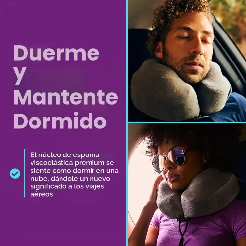 Vista 4 de Cabeau Almohada cervical para viajes en avión – Evolution Classic – Diseño en forma de U de espuma viscoelástica – Apoyo para dormir con cierre
