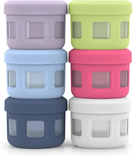 Vista 11 de Ello 4oz Reusable Plastic Condiment Containers with Lids, 6 Pack,Sugar Rush