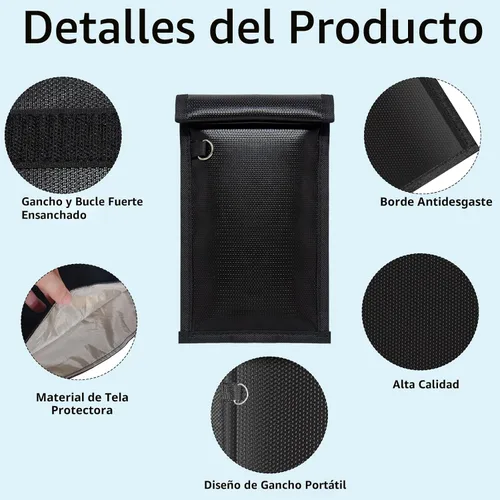 Vista 3 de yaokvide Bolsas Faraday para teléfonos y llaves de coche, protector de llavero Faraday ignífugo e impermeable, bolsa bloqueadora de señal antirrobo
