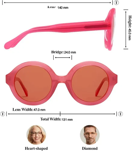 Vista 3 de Zenni - Lentes de sol Blokz Blue Blocker Los filtros UV reducen la fatiga ocular Colección LA Varios estilos, Redondo - Rosa, Round - Pink