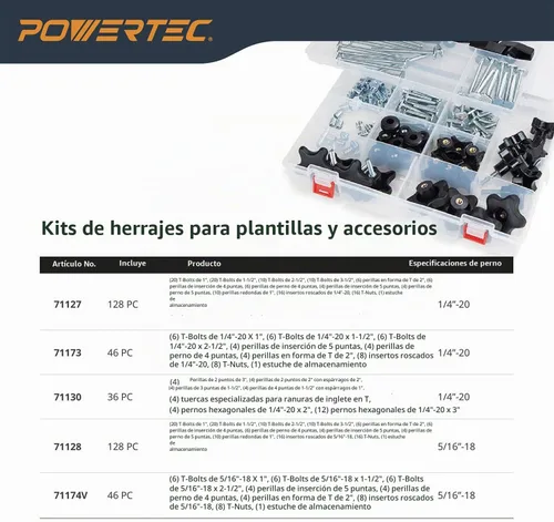 Vista 12 de Powertec - Perfil en T universal de doble corte con agujeros de montaje pretaladrados