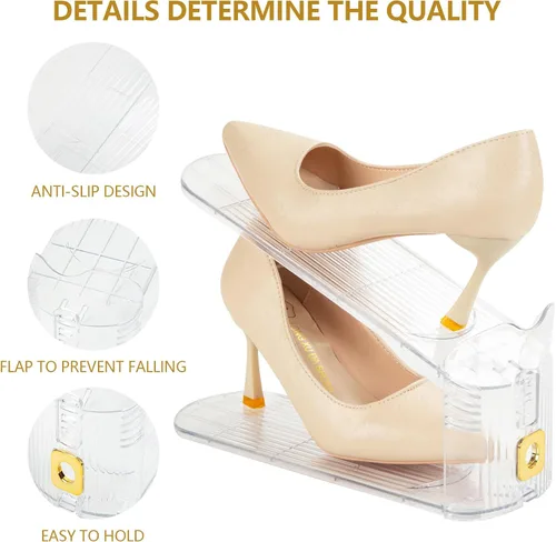 Vista 5 de Organizador de ranuras para zapatos, apiladores de zapatos ajustables, paquete de 10 ahorradores de espacio para zapatos, ranura para zapatos