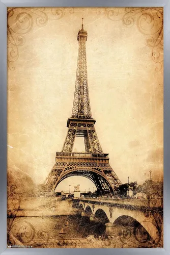 Vista 9 de Trends International The Eiffel Tower - Póster de pared rústico, 14.725 x 22.375 pulgadas, versión enmarcada de madera de granero