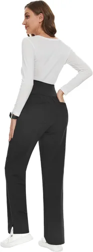 Vista 6 de POSHGLAM Pantalones médicos de maternidad para mujer, pantalones de trabajo, estilo casual, pantalones de embarazo, S-XXL