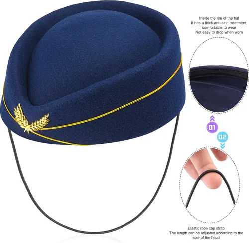Vista 4 de Yewong piloto y azafata sombrero piloto de vuelo asistente accesorios de disfraces para Halloween pareja disfraz Cosplay fiesta