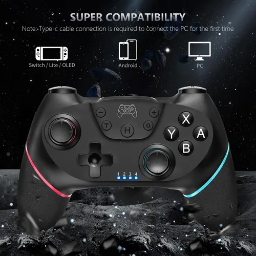 Vista 2 de ASTARRY Switch Controller Wireless Switch Pro Controller Compatible with SwitchSwitch LiteSwitch OLED Programmable Remote Gamepad Joystick with