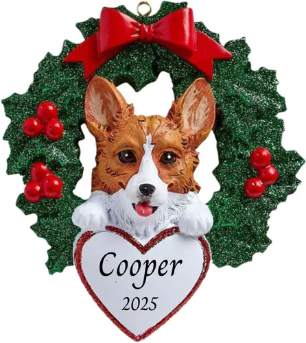 Vista 28 de Adornos personalizados para árbol de Navidad 2025 para mascotas, Chihuahua con corona, recuerdo para los amantes de los perros de los cachorros