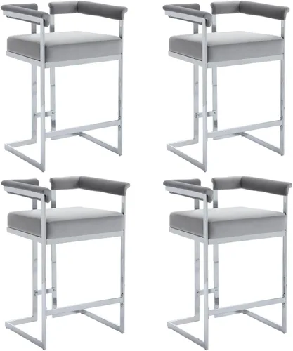 Vista 11 de DUOMAY Juego de 2 taburetes de bar modernos, taburete de 26 pulgadas de altura de mostrador con acabado cromado de metal, silla de isla de cocina