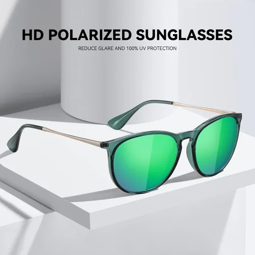 Vista 6 de Fozono Gafas de sol polarizadas redondas retro para mujer, gafas de sol vintage con protección UV
