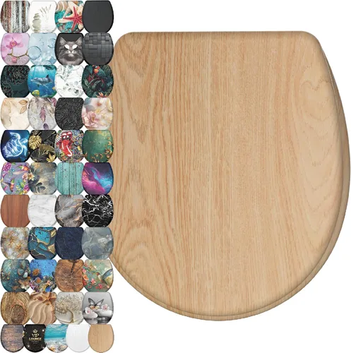 Vista 16 de Sanilo Asiento de inodoro de madera con liberación rápida y cierre suave [redondo] - Asiento de madera moldeada de cierre lento - Con un solo clic