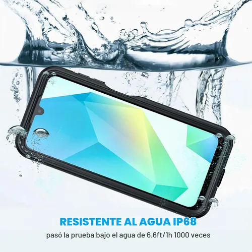 Vista 2 de Lanhiem - Funda para Samsung Galaxy A16 5G, impermeable IP68, resistente al polvo, con protector de pantalla integrado, cubierta protectora de Negro