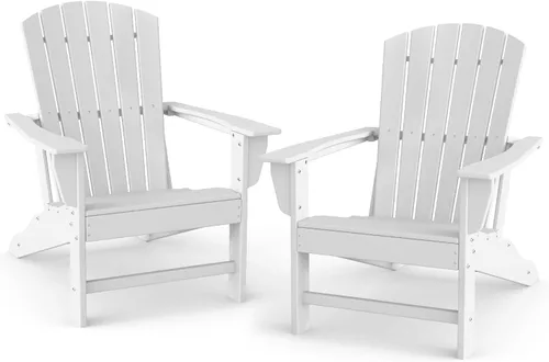 Vista 12 de BRIOPAWS - Set de 2 sillas Adirondack Silla para hoguera Tamaño grande Plástico HDPE Resistente a la intemperie para terraza, piscina al