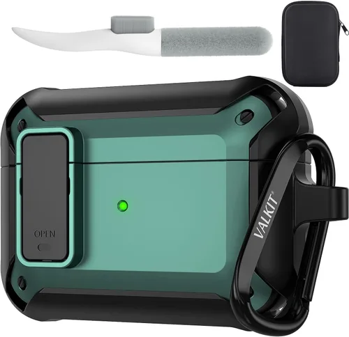 Vista 58 de Valkit Funda para Airpods Pro 2 con cerradura, funda militar de cuerpo completo para AirPod Pro rígida con llavero, funda para Airpods Pro de 2ª/1ª