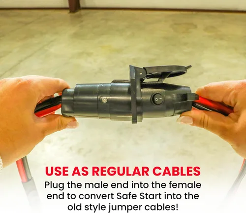Vista 6 de Safe Start Cable de puente Cables de puente resistentes para camiones, SUV Arrancador de auto rescate Conexión rápida, luces integradas