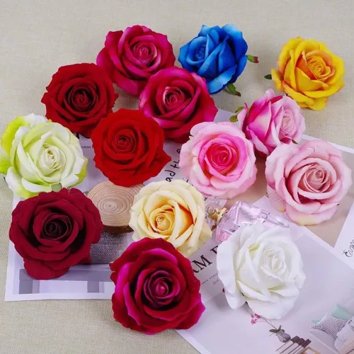 Vista 4 de 10 piezas de flores artificiales sin tallo de 3.9 in de cabeza de rosas artificiales estéticas para bodas, ramos, guirnaldas