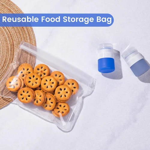 Vista 8 de MICEBAY Botellas exprimibles de condimentos para salsas, mini recipiente de silicona para aderezo de ensalada de 1 onza para llevar con bolsa