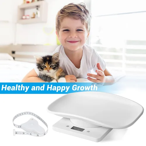 Vista 8 de Báscula digital para mascotas con cinta métrica, báscula de animales pequeños con pantalla LCD, báscula de alimentos de cocina multifuncional