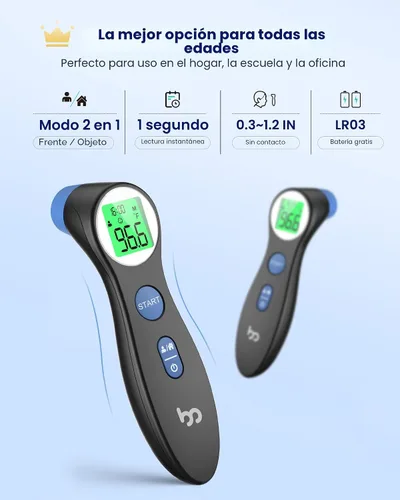 Vista 2 de Termómetro de frente para adultos y niños, termómetro digital sin contacto para bebés, lactantes y niños pequeños, alarma de fiebre de 3