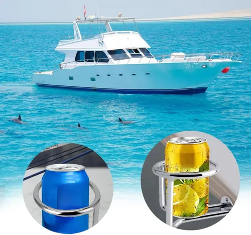 Vista 7 de Soporte para vasos de acero inoxidable de grado 304 para barco, resistente, para bebidas acuáticas, yates marinos, camiones (1 unidad)