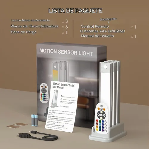 Vista 9 de lexall Paquete de 3 luces recargables para debajo del gabinete con estación
