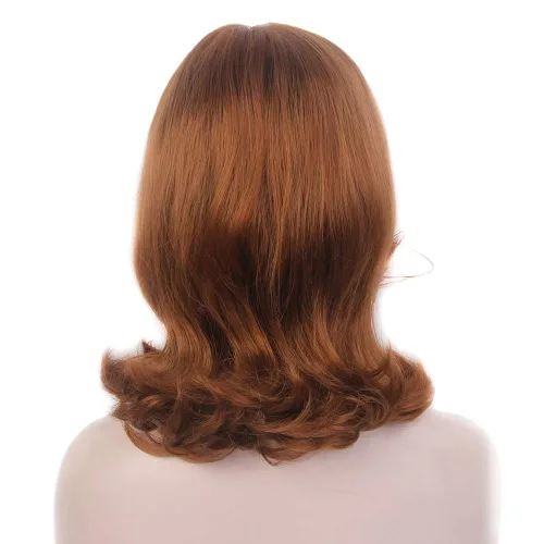Vista 4 de H & Bwig Rubio largo Pelucas para las mujeres Natural Pelo sintético raíz oscura peluca Auburn 50s 60s 70s Cosplay trabajo diario fiesta