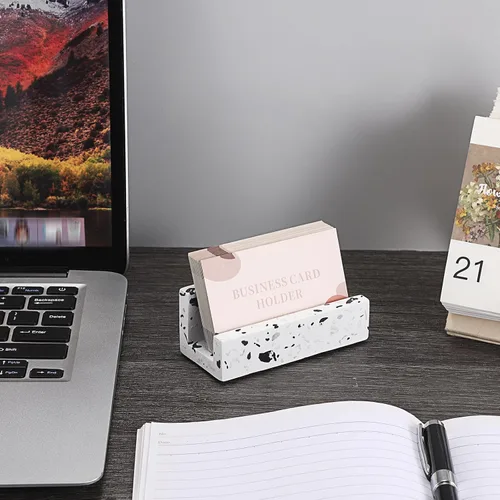 Vista 7 de Hipiwe Tarjetero de terrazo para escritorio, regalo de negocios para mujeres y hombres