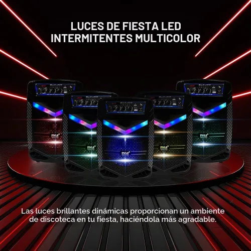Vista 4 de Pyle PPHP842B - Sistema de altavoces PA portátil recargable de 400W con Bluetooth para exteriores con subwoofer de 8" y tweeter de 1", función