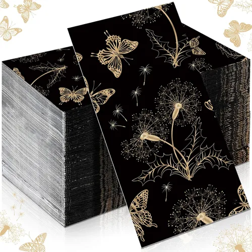 Vista 12 de 150 servilletas florales de Navidad de 3 capas desechables de papel para invitados, servilletas para baño, Navidad, vacaciones, boda, aniversario