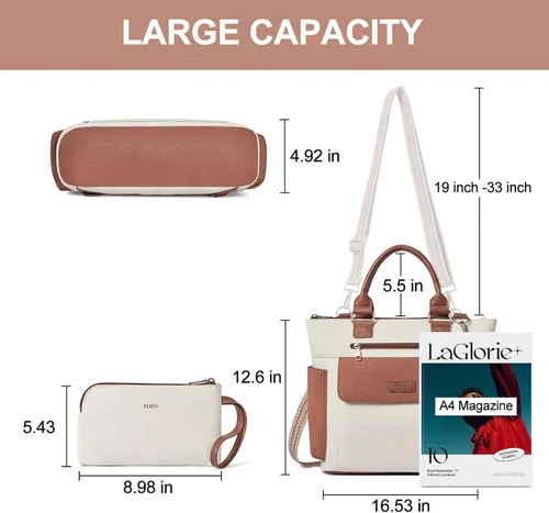 Vista 3 de CLUCI Bolsos de mano para mujer de cuero vegano, bolso bandolera grande de moda, bolso al hombro, el mejor regalo para ella