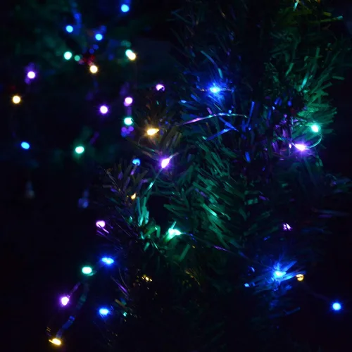 Vista 4 de Serie de 4 paquetes de 50 luces LED multicolores de Navidad, luces de cuento de hadas con batería, mini tira de luces LED alimentadas por